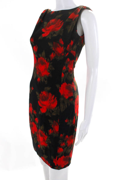 Michael Kors Collection Womens Floral Zipped Darted Sheath Dress Black Size 4