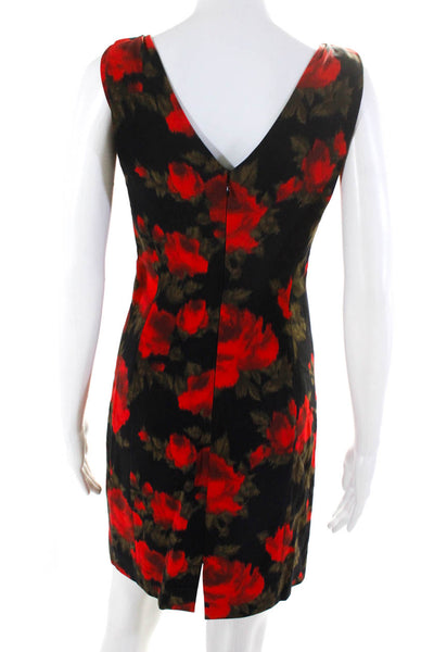 Michael Kors Collection Womens Floral Zipped Darted Sheath Dress Black Size 4
