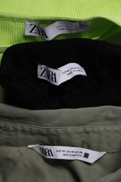 Zara Womens One Shoulder Crop Tank Tops Sweater Green Black Size XS S Lot 3