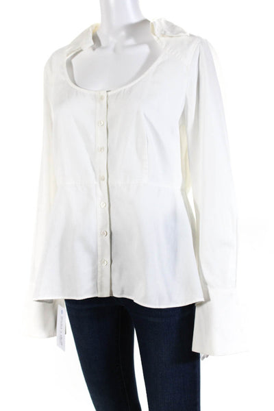 BCBG Max Azria Womens Bahari Button Down Shirt White Cotton Size Large