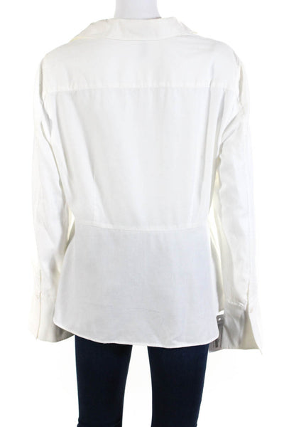 BCBG Max Azria Womens Bahari Button Down Shirt White Cotton Size Large