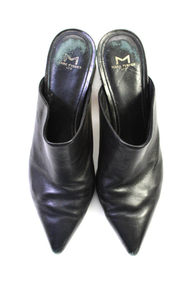 MARC FISHER LTD Womens Leather Pointed Toe Zivon Mules Pumps Black Size 8 Medium