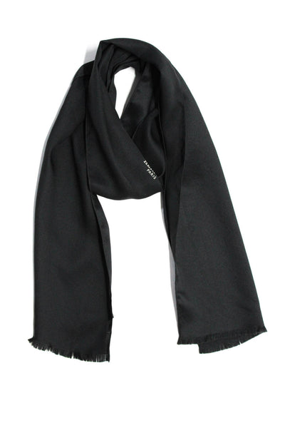 Hermes Womens Le Cravate Foulard Skinny Silk Scarf Tie Black 52"