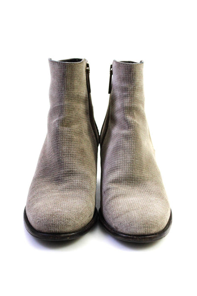 Aquatalia Womens Round Toe Zip Side Suede Block Heels Ankle Bootie Gray Size 6.5