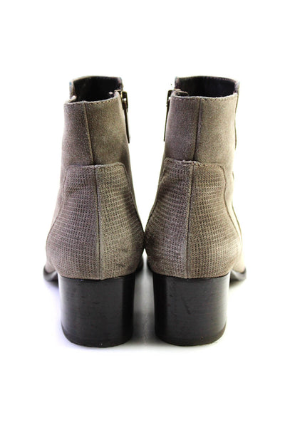 Aquatalia Womens Round Toe Zip Side Suede Block Heels Ankle Bootie Gray Size 6.5