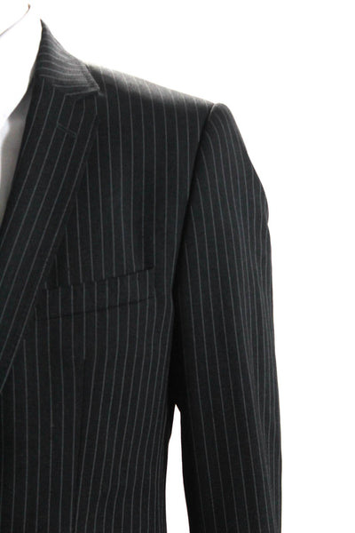 D&G Dolce & Gabbana Mens Pinstriped Two Button Blazer Suit Gray Wool IT 52