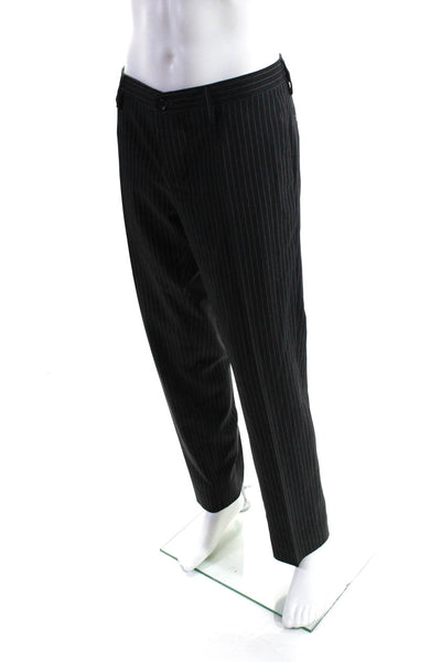 D&G Dolce & Gabbana Mens Pinstriped Two Button Blazer Suit Gray Wool IT 52