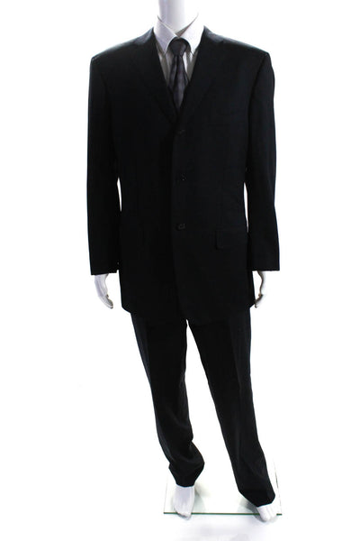 Isaia Mens Straight Leg Three Button Two Piece Suit Navy Blue Size IT 54