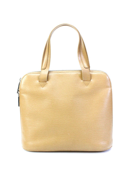 Gold Pfeil Womens Leather Embossed Inside Lined Top Handle Handbag Tan Medium