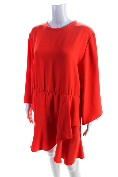 IRO Womens Asymmetrical Ruffled Long Sleeved Short Blouson Dress Orange Size 40