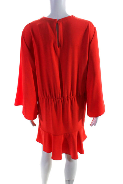 IRO Womens Asymmetrical Ruffled Long Sleeved Short Blouson Dress Orange Size 40