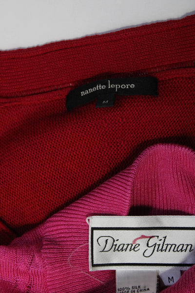 Diane Gilman Nanette Lepore Womens Sweaters Pink Red Size Medium Lot 2