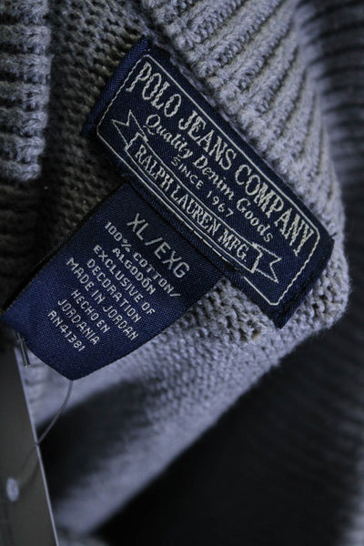 Ralph Lauren Polo Jeans Mens Turtleneck Sweater Gray Cotton Size Extra Large