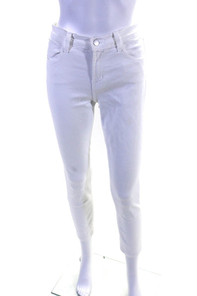 J Brand Womens Cotton Buttoned Mid-Rise Skinny Leg Jeans White Size EUR26