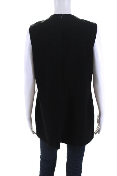 Boss Hugo Boss Womens Sleeveless Layered Pleated Zip Up Blouse Top Black Size 10