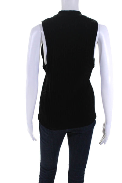 Vince Womens Sleeveless Rib Knit Pullover Tank Top Blouse Black Size XL