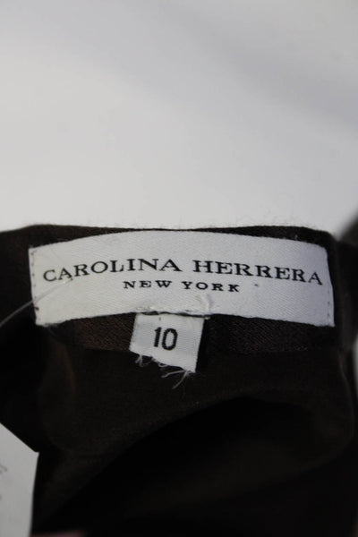 Carolina Herrera Womens Side Zip Satin Ombre Pencil Skirt Brown Size 10