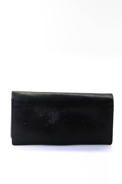 Salvatore Ferragamo Womens Saffiano Leather Framed Gancini Clasp Wallet Black