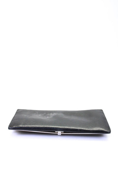 Salvatore Ferragamo Womens Saffiano Leather Framed Gancini Clasp Wallet Black