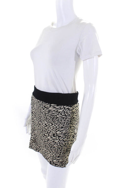 Catherine Malandrino Womens Elastic Spotted Micro Mini Skirt Black White Size S