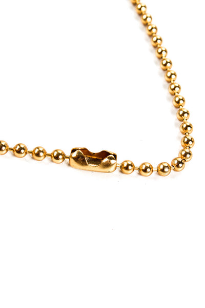 Robert Rodriguez Womens Beaded Jeweled Gold Tone Dog Tag Pendant Necklace