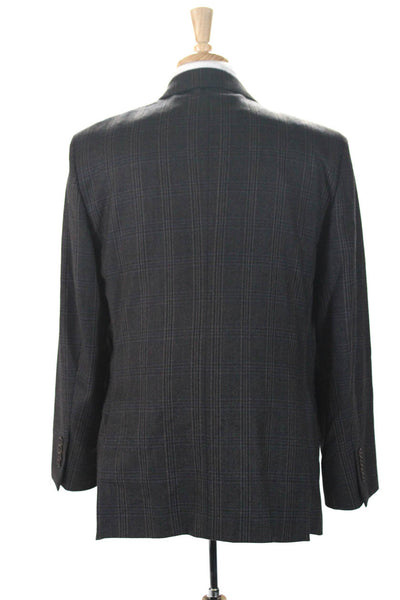 Brooks Brothers Mens Brown Wool Plaid Two Button Long Sleeve Blazer Size 44R
