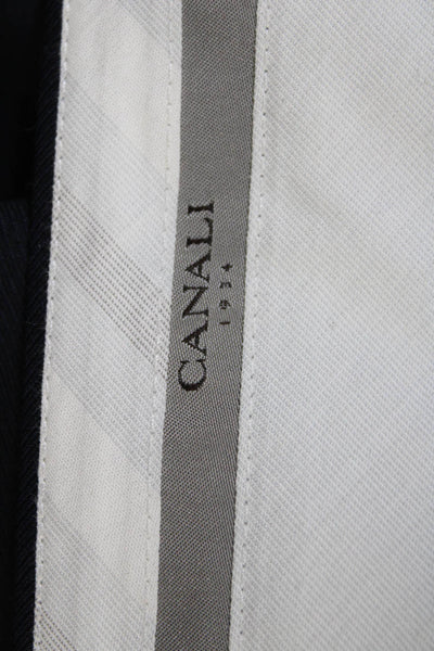 Canali Mens Dark Navy Wool Pleated Straight Leg Dress Pants Size 58