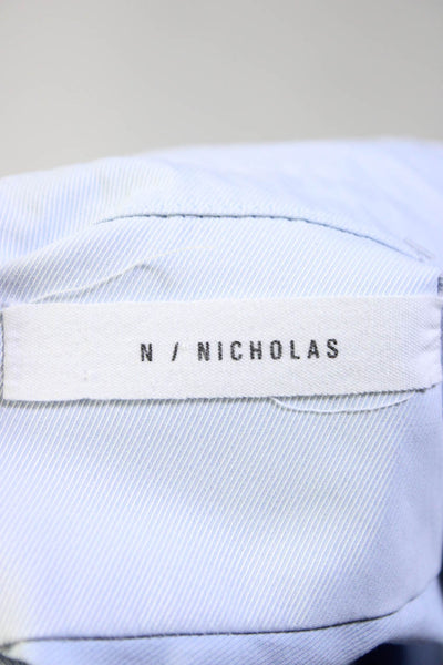 N/Nicholas Women's Long Sleeve Button Up Open Back Collar Blouse Blue Size 2