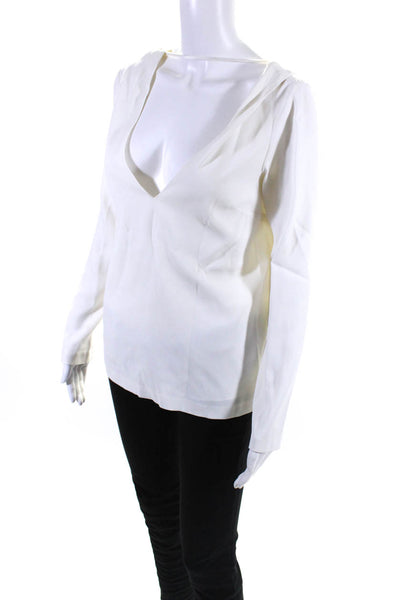 Intermix Women's Open Back Long Sleeve V Neck Blouse White Size P