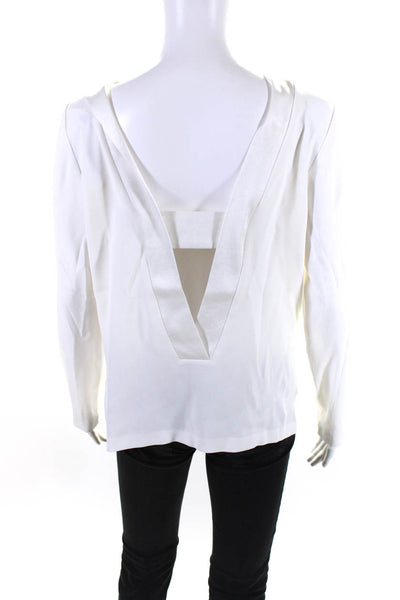 Intermix Women's Open Back Long Sleeve V Neck Blouse White Size P