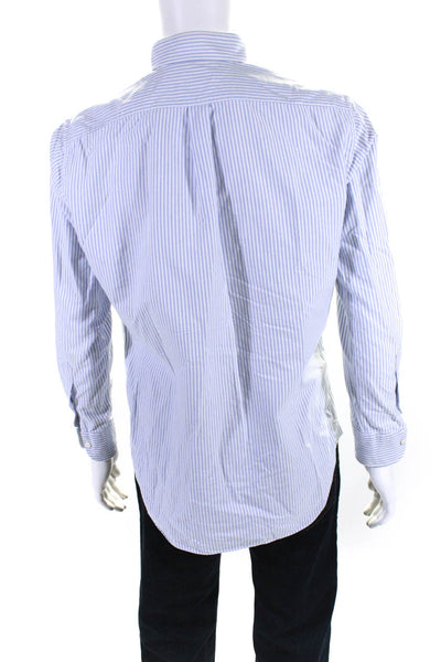 Maker's Shirt Men's Striped Long Sleeve Button Down Slim Fit Shirt Blue Size 16