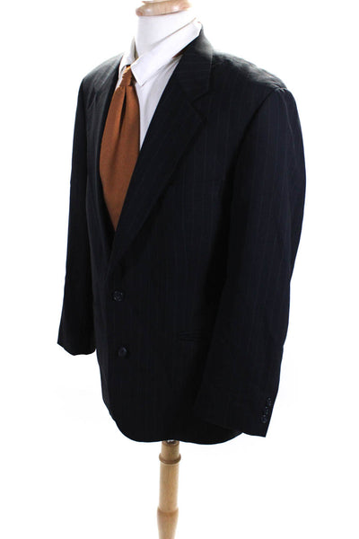 Brooks Brothers Mens Black Wool Striped Two Button Long Sleeve Blazer Size 42R