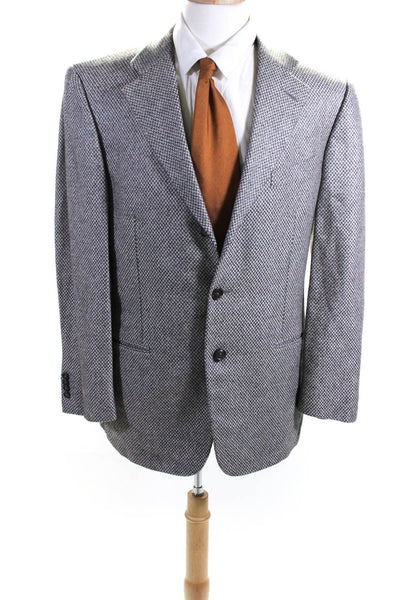 Ermenegildo Zegna Mens Gray Silk Cashmere Textured Three Button Blazer Size 50R