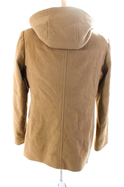 Michael Michael Kors Mens Wool Buttoned Darted Hooded Peacoat Brown Size XL