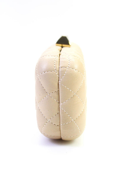 Love Moschino Women's Quilted Chain Straps Crossbody Handbag Beige Size S