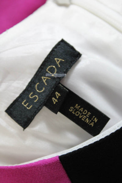 Escada Women's Round Neck Sleeveless A-Line Color Block Midi Dress Size 44
