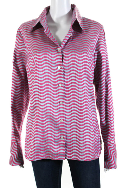 J. Mclaughlin  Women's Collar Long Sleeves Button Down Shirt Pink Stripe Size 12