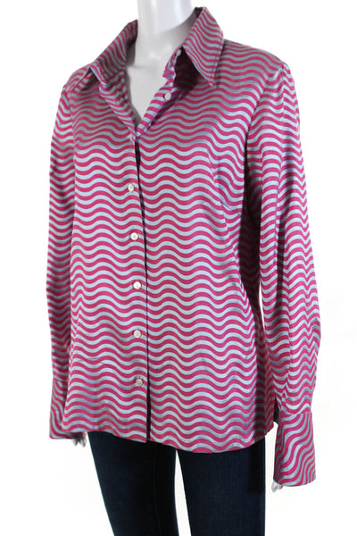 J. Mclaughlin  Women's Collar Long Sleeves Button Down Shirt Pink Stripe Size 12