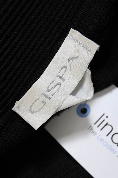 Gispa Women's Collar Long Sleeves Button Up Cardigan Sweater Black Size M