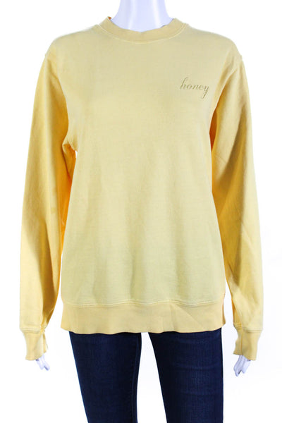 John Galt Women's Cotton Embroidered Crewneck Sweatshirt Yellow Size S