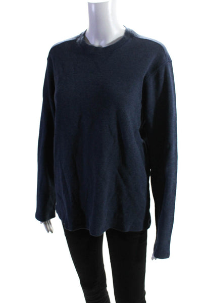 Bonobos Womens Cotton Long Sleeve Crew Neck Pullover T-Shirt Top Blue Size Large