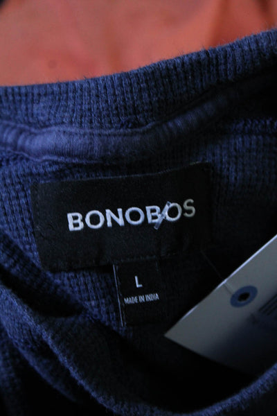 Bonobos Womens Cotton Long Sleeve Crew Neck Pullover T-Shirt Top Blue Size Large