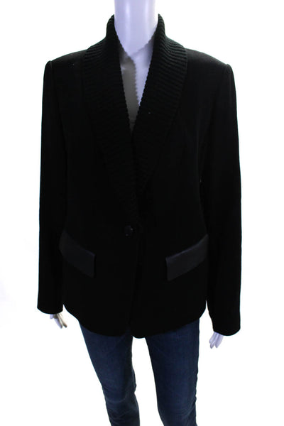 Lafayette 148 New York Women's Collar Long Sleeves Jacket Black Size 10