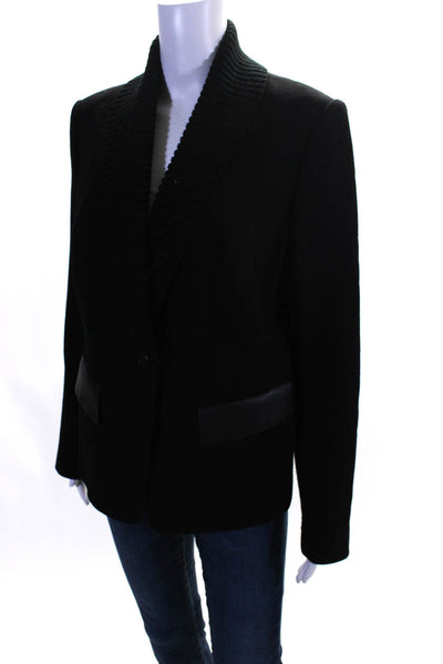 Lafayette 148 New York Women's Collar Long Sleeves Jacket Black Size 10