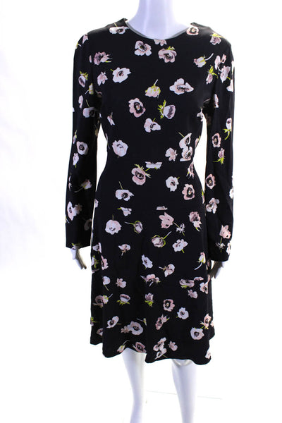 Lela Rose Women's Round Neck Long Sleeves Tiered Midi Dress Floral Size 10