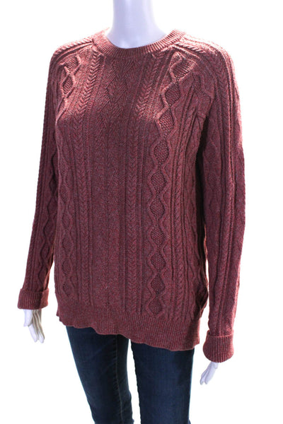 Bonobos Women's Crewneck Long Sleeves Cable Knit Sweater Red Size M