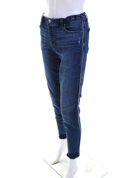 Blue Revival Womens High Rise Fringe Trim Skinny Ankle Jeans Blue Size 29