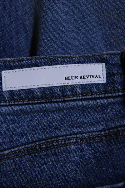 Blue Revival Womens High Rise Fringe Trim Skinny Ankle Jeans Blue Size 29