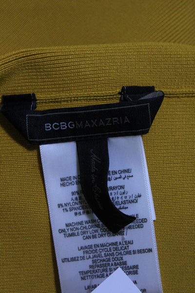 BCBGMAXAZRIA Womens Ribbed Knit Knee Length Pencil Skirt Yellow Size Large