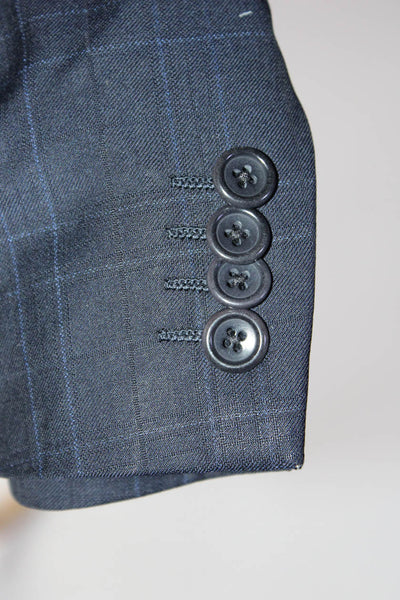 Ermenegildo Zegna Mens Three Button Notched Lapel Blazer Jacket Blue Size 42R